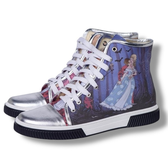 Red Needle Fashion High Top Sneakers Prince Princess Theme Size EU 37 US 6.5/7 - Picture 1 of 9